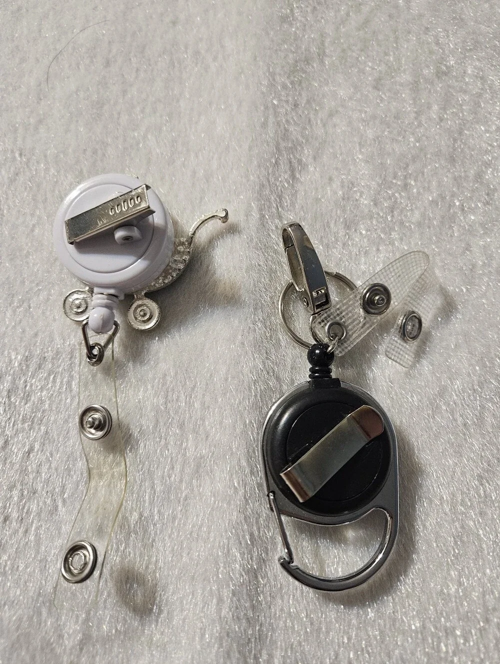 Badge Reel ID Holder with Retractable Clip - Black and White